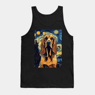 Bloodhound Dog Breed Painting in a Van Gogh Starry Night Art Style Tank Top